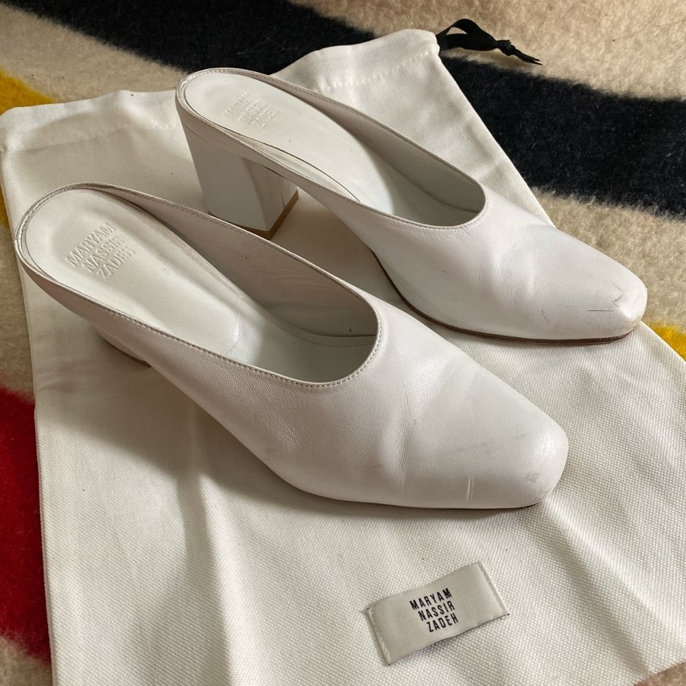 Maryam Nassir Zadeh White Mules